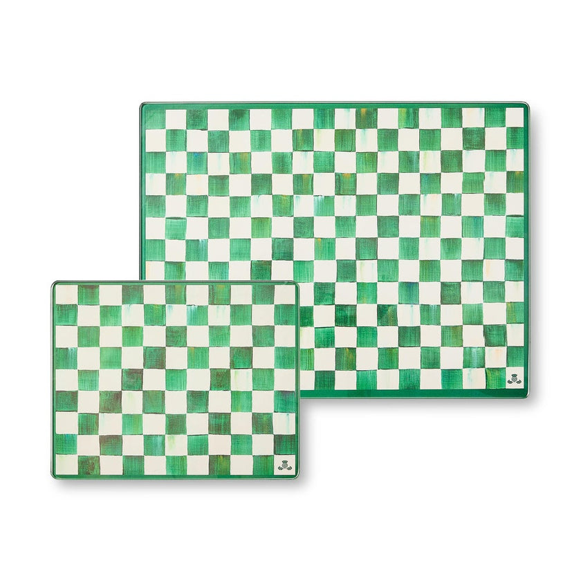Emerald Check Glass Cutting Boards, Set Of 2
