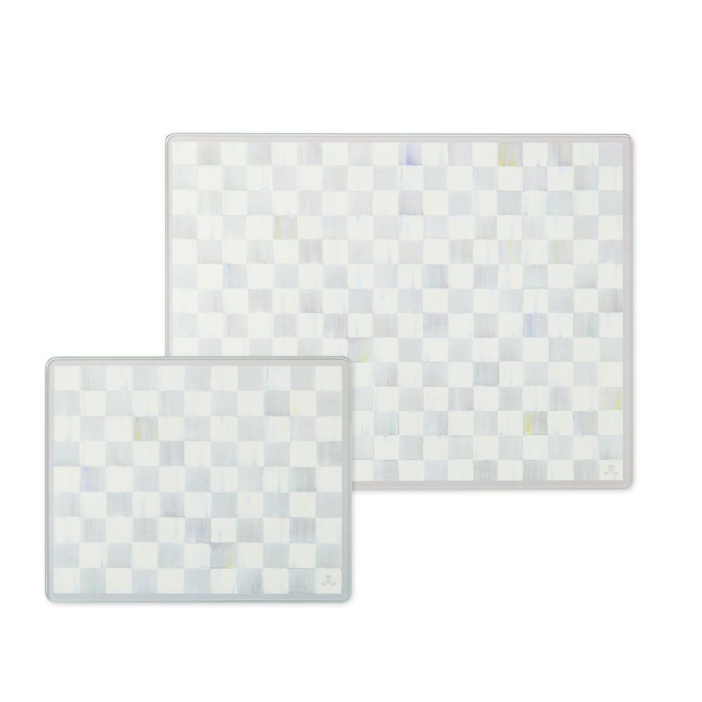 Sterling Check Glass Cutting Boards, Set Of 2
