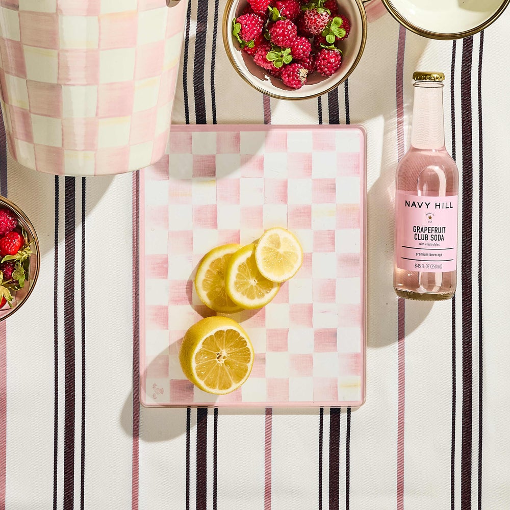 Rosy Check Glass Cutting Boards, Set Of 2