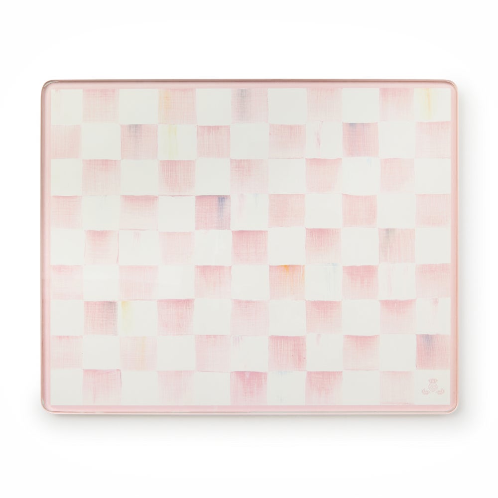 Rosy Check Glass Cutting Boards, Set Of 2