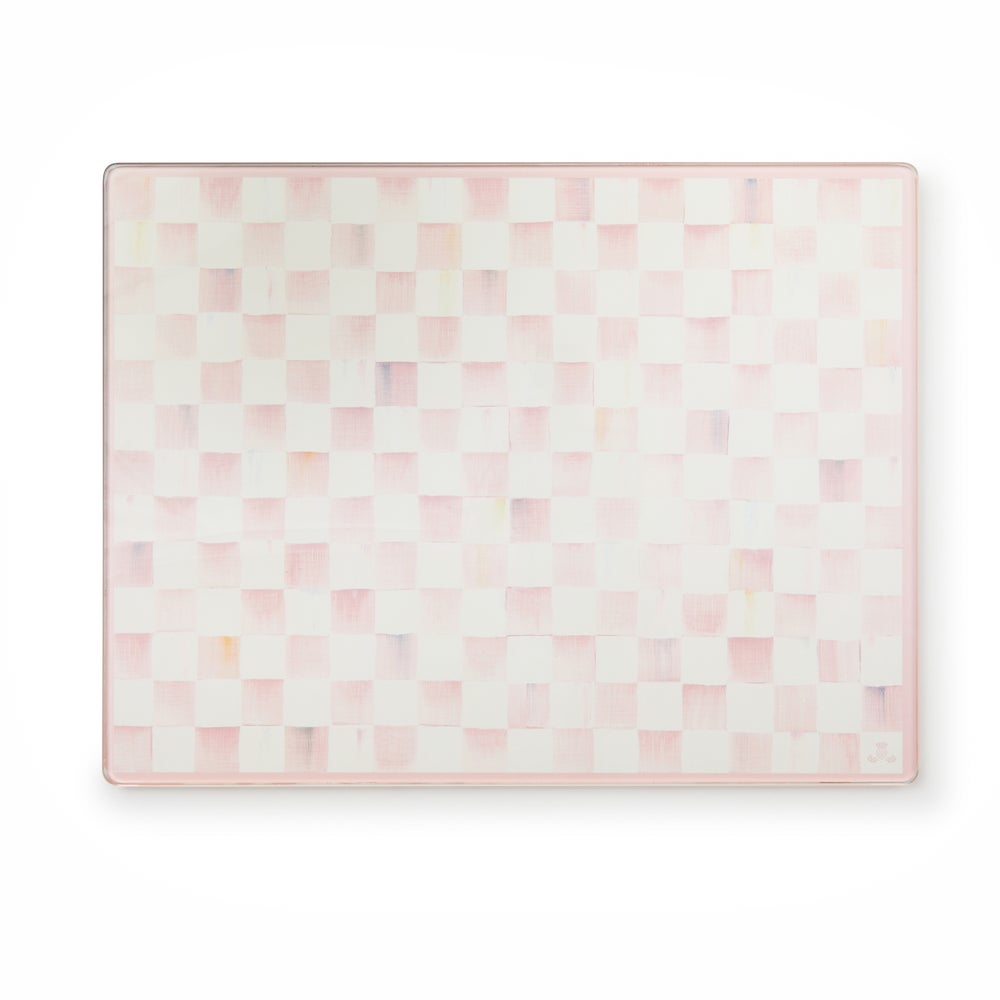 Rosy Check Glass Cutting Boards, Set Of 2