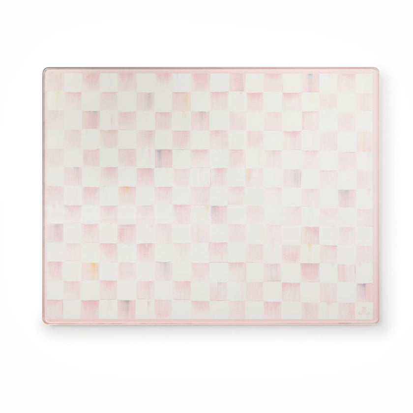 Rosy Check Glass Cutting Boards, Set Of 2