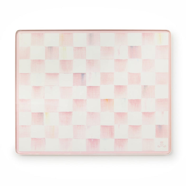 Rosy Check Glass Cutting Boards, Set Of 2