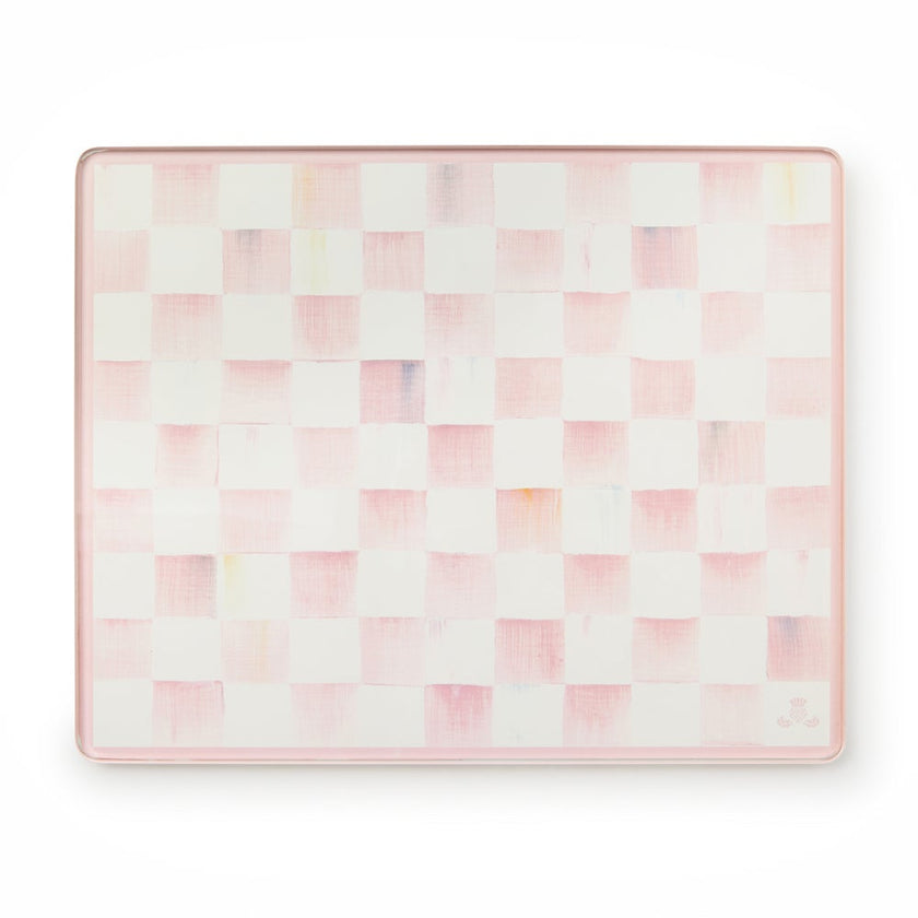 Rosy Check Glass Cutting Boards, Set Of 2