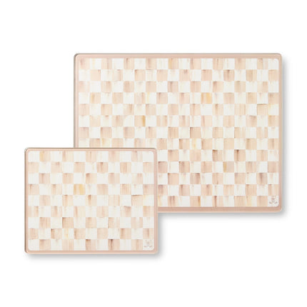 Mocha Check Glass Cutting Boards, Set Of 2