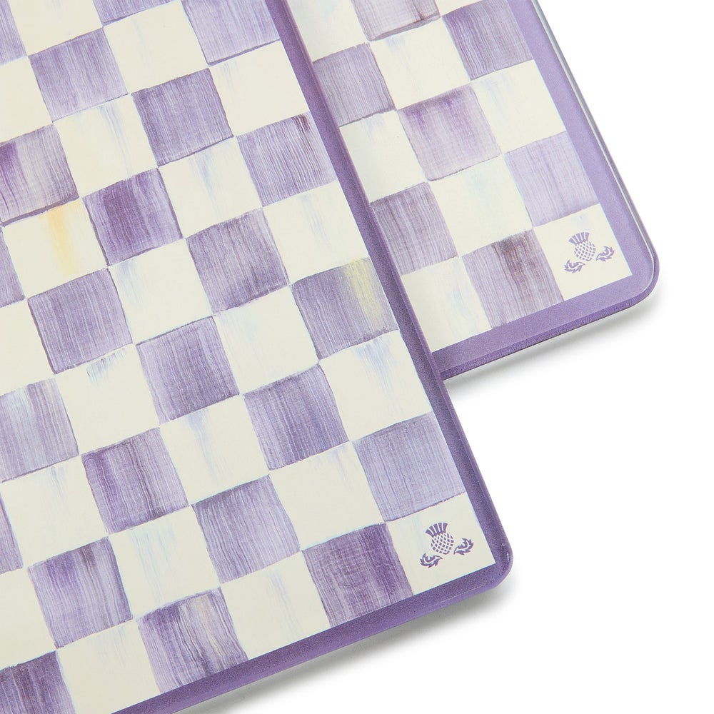 Violet Check Glass Cutting Boards, Set Of 2