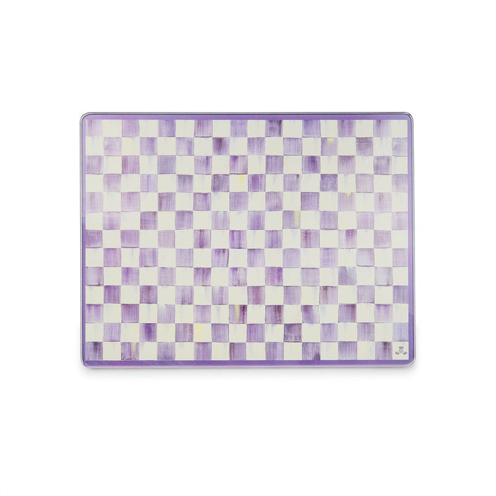 Violet Check Glass Cutting Boards, Set Of 2