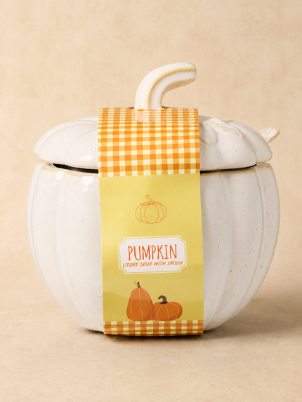 Pumpkin Lidded Soup Tureen with Spoon