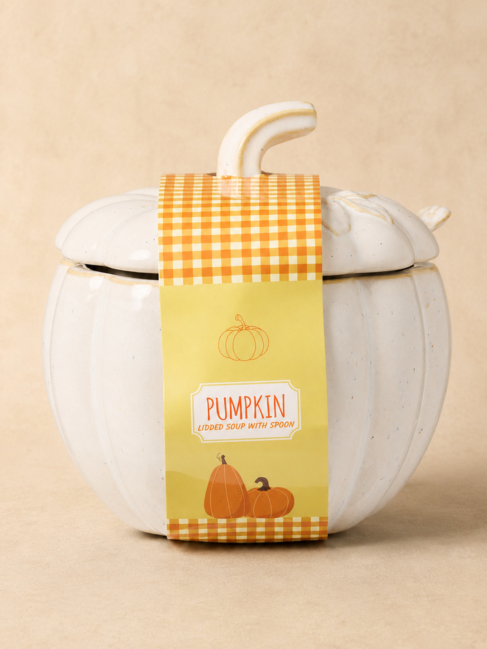 Pumpkin Lidded Soup Tureen with Spoon