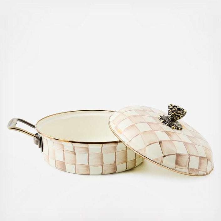 Mocha Check Enamel Casserole
