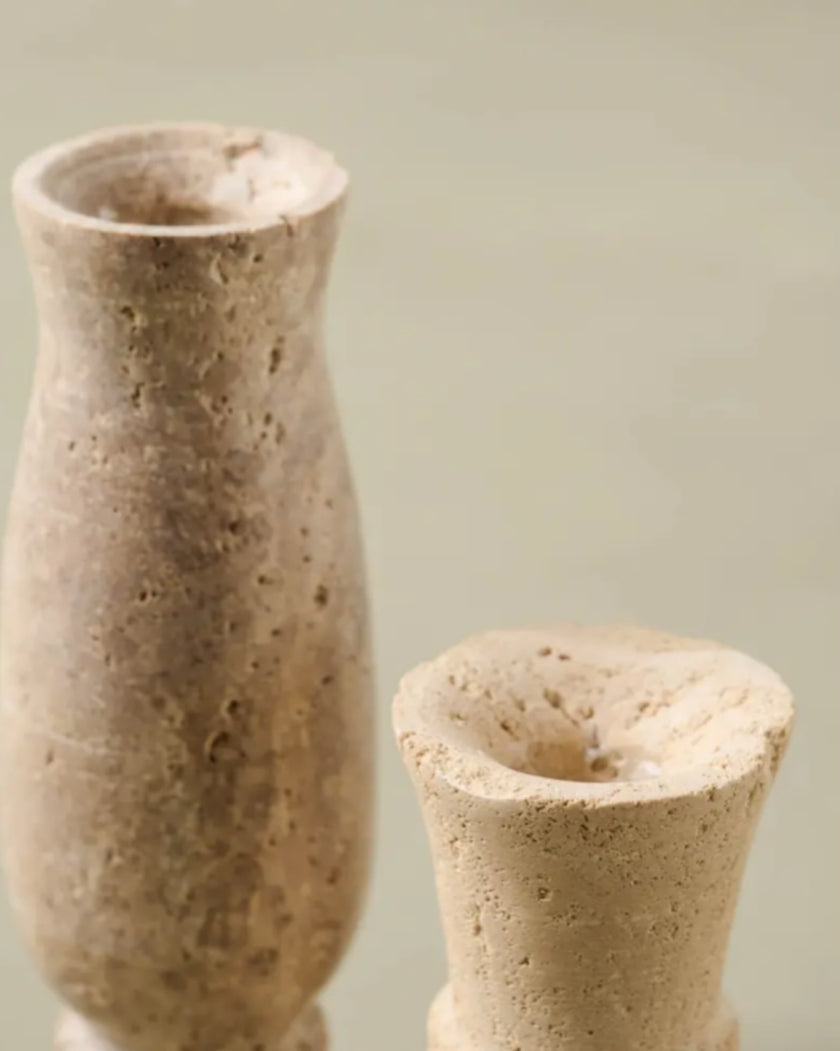 Distressed Travertine Bud Vase