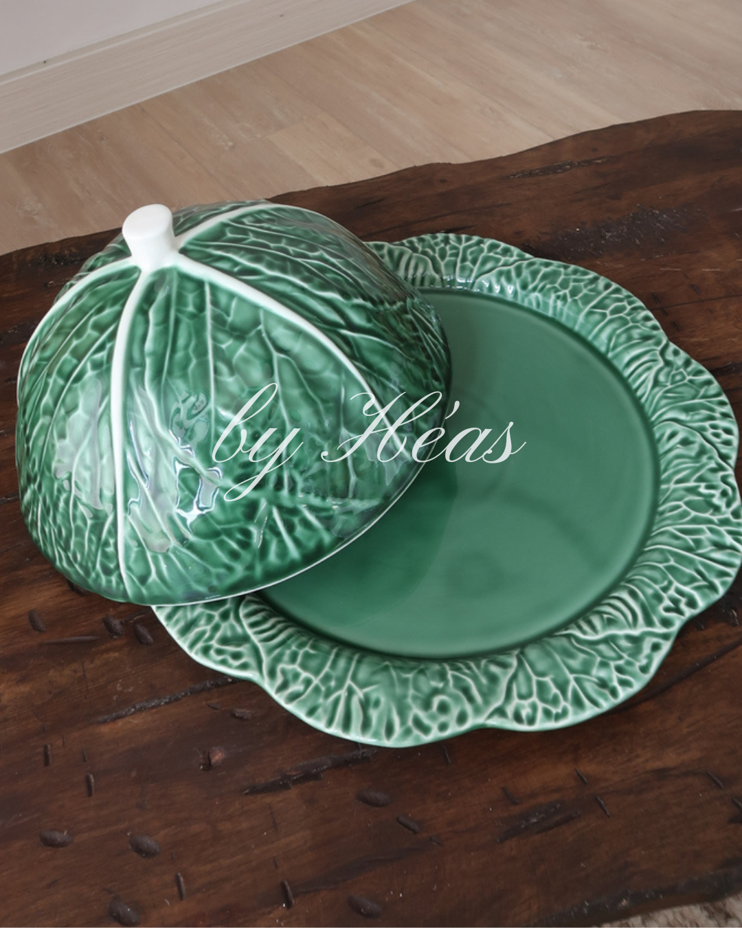Green Cabbage Serving Dome Set 35cm