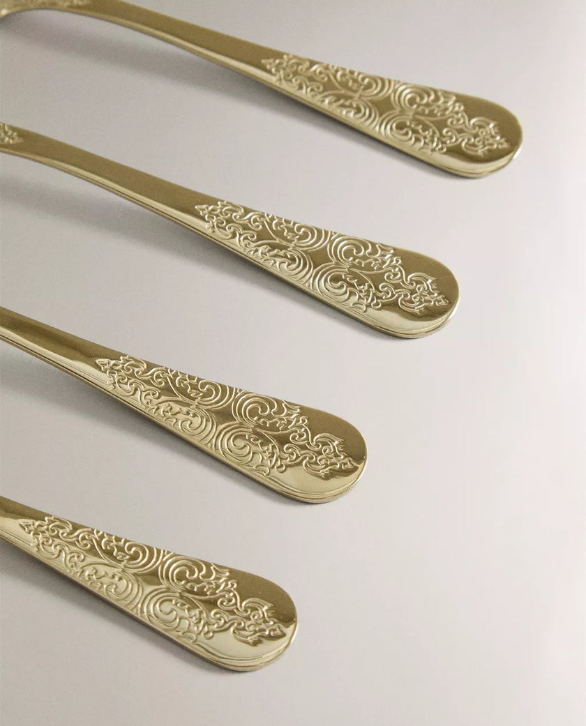 Dark Gold Engraved Teaspoon