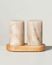 3pc Marble Salt and Pepper Shakers Warm Beige
