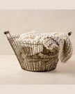 Magnolia Vintage Inspired Wire Basket with Wooden Handle - Large