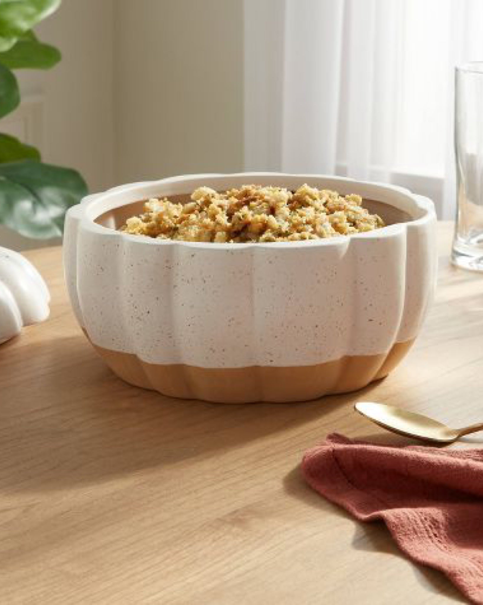 Medium Pumpkin Serving Bowl Ivory