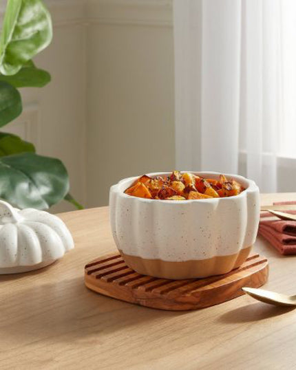 Small Pumpkin Serving Bowl Ivory