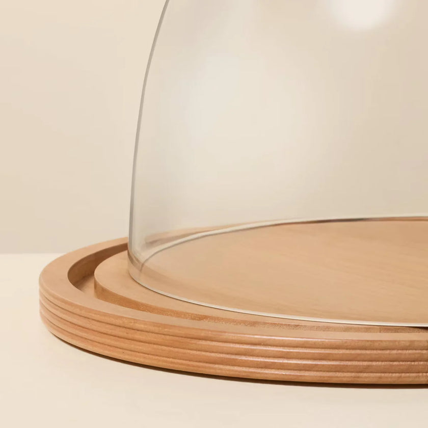 Wood and Glass Cake Stand