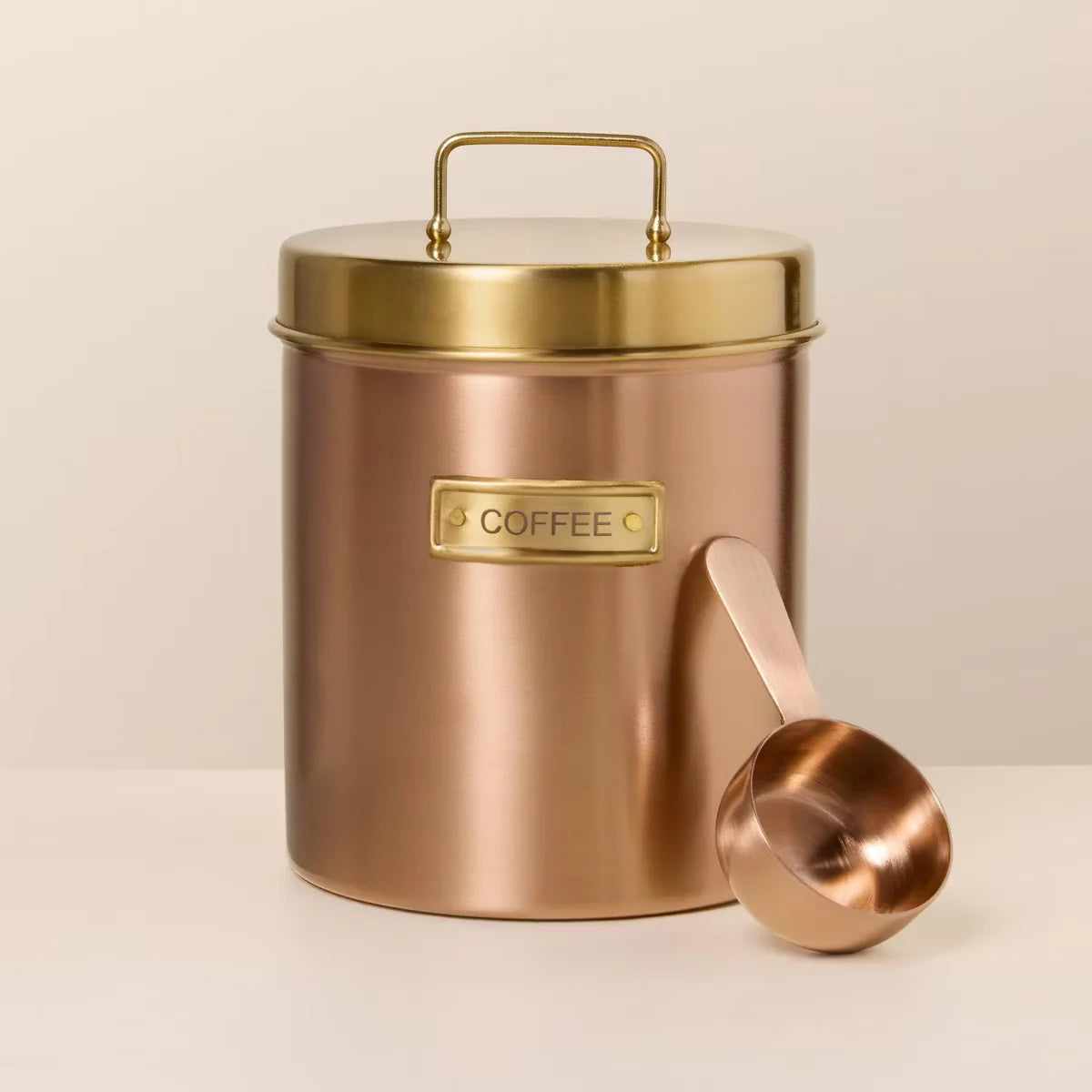Coffee Tea Salt Pepper Canister Copper Finish