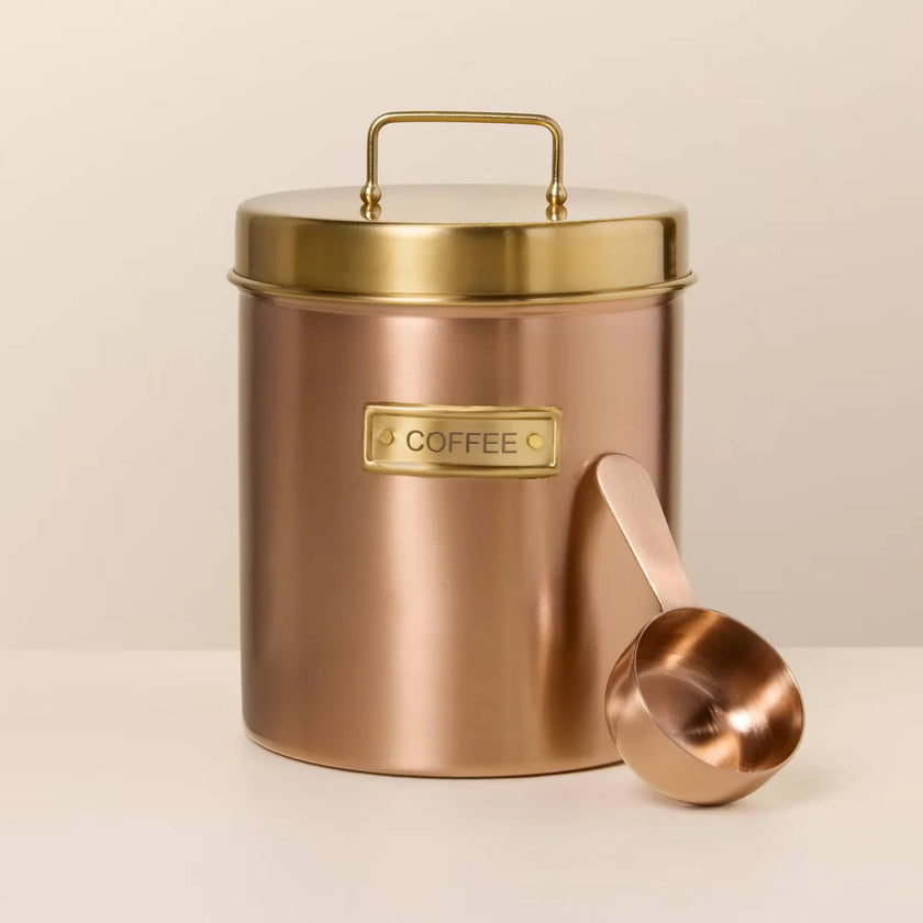 Coffee Tea Salt Pepper Canister Copper Finish