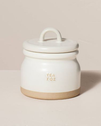7oz Stoneware Crock Tea Canister Cream/Clay