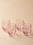 Set of 4 Pink Ottilie Short Glass Tumblers