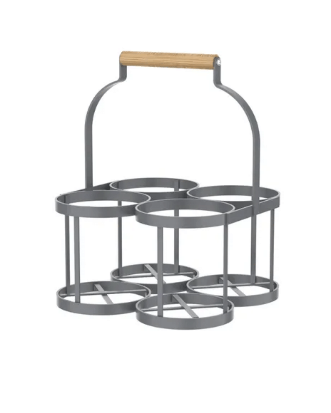 Grey Milk Bottle Holder with Wooden Handle