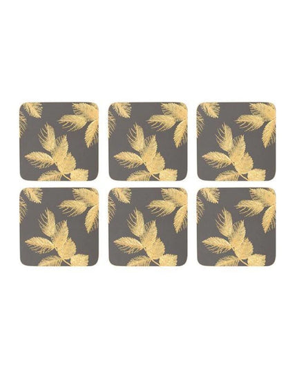 Eteched Leaves Coasters Set - Dark Grey