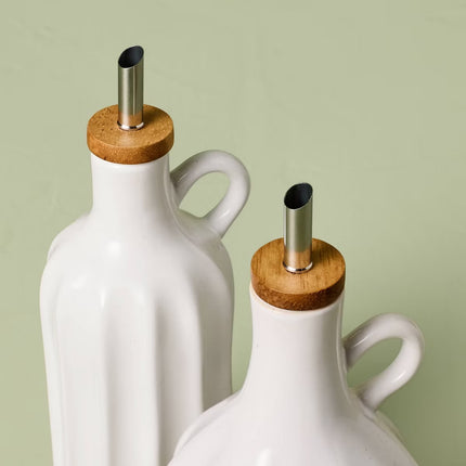 10oz 2pc Stoneware Oil and Vinegar Set Sour Cream