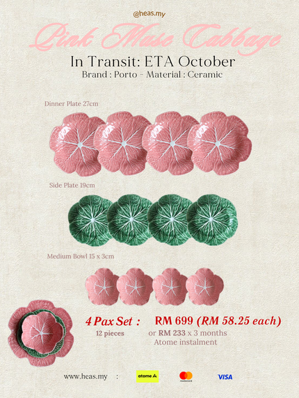 Pink Muse Cabbage 4 Pax Set (12 Pieces) - Mixed Colours