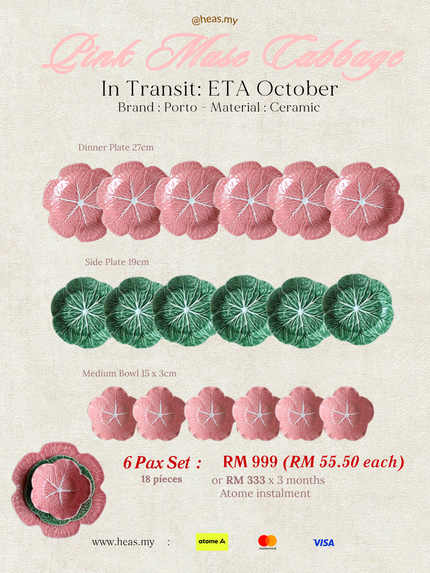 Pink Muse Cabbage 6 Pax Set (18 Pieces) - Mixed Colours