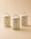 Set of 3 Natural Maisie Floral Print Storage Jars