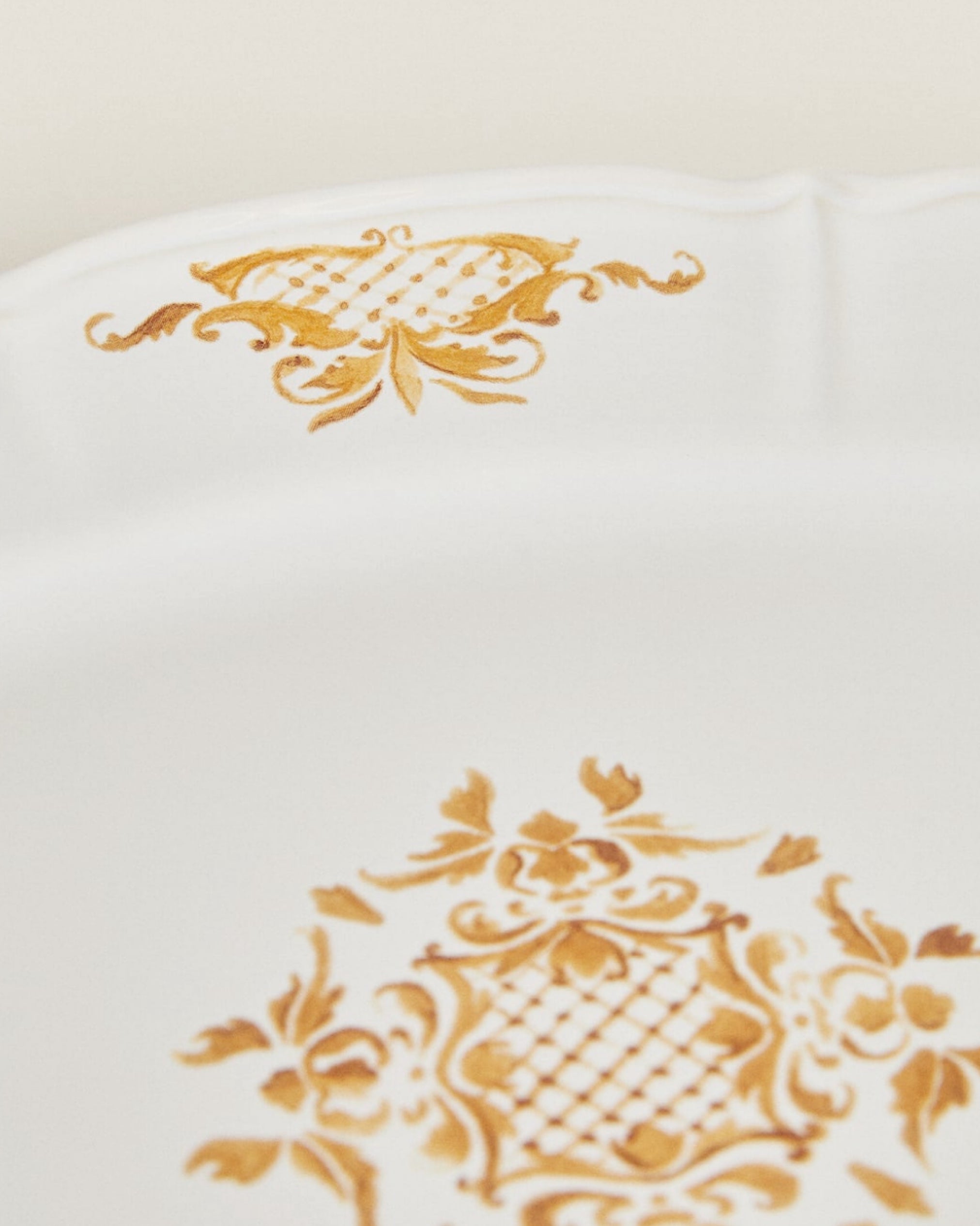 Gold Floral Earthenware Serving Platter