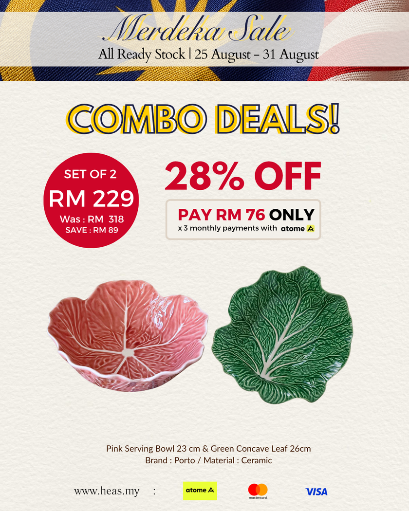 Set of 2 Cabbage Serving Bowl and Concave Leaf