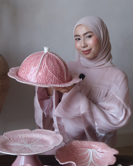 Pink Cabbage Serving Dome Set 35cm