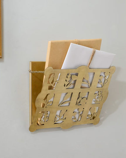 Shadow Floral Brass Wall Pocket