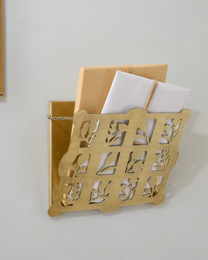 Shadow Floral Brass Wall Pocket