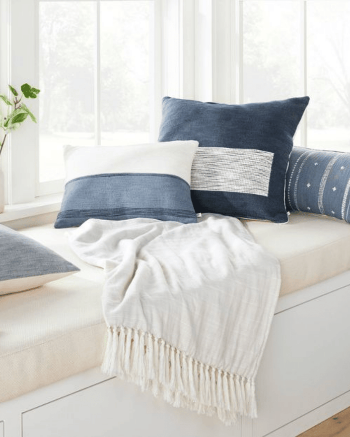 Light Color Block Gauze Throw Blanket