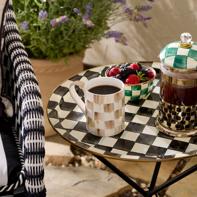 Mocha Check Porcelain Mug