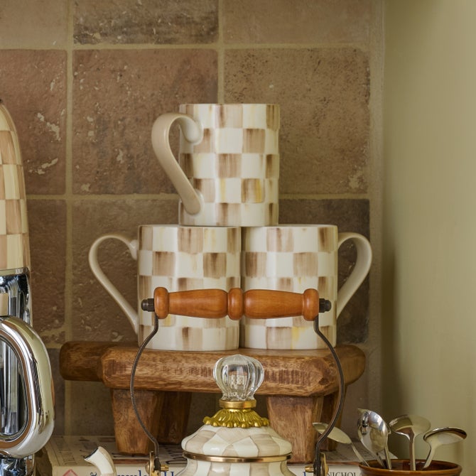 Mocha Check Porcelain Mug