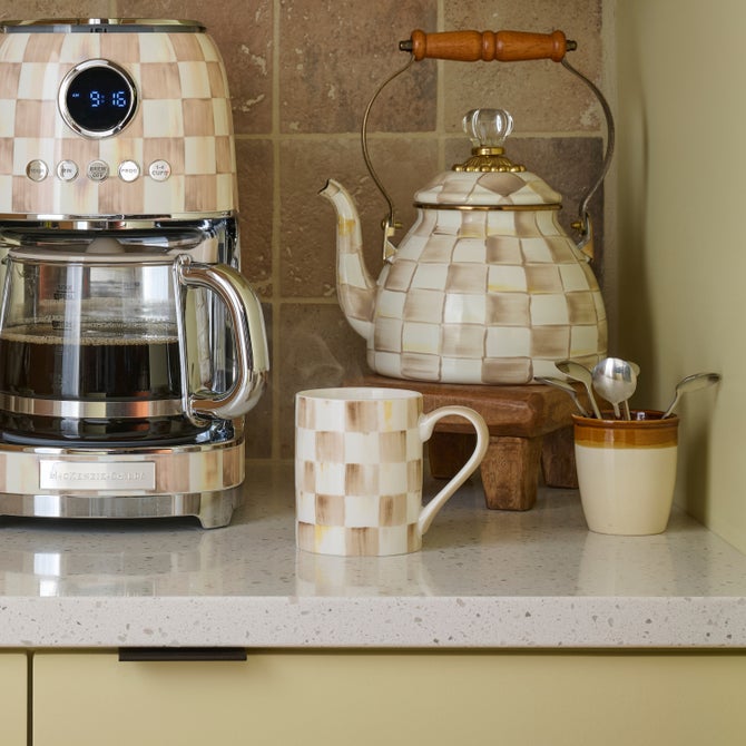Mocha Check Porcelain Mug
