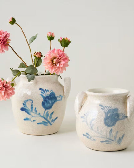 Caroline Light Blue Hand-Painted Vase / Utensil Crock Holder