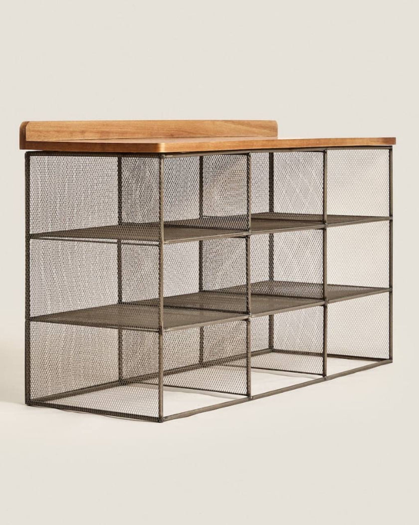 Metal and Wood Bench