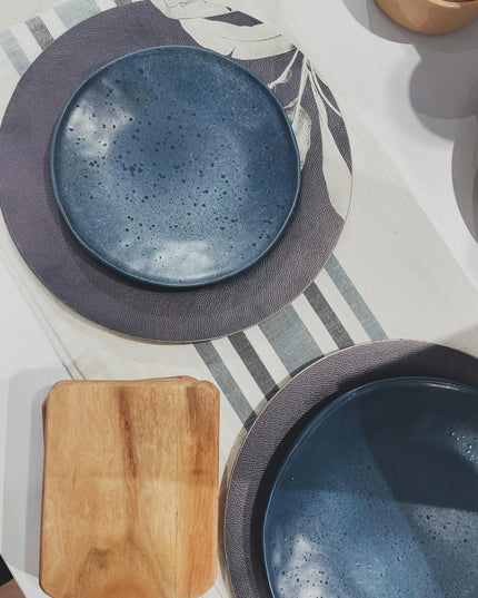 Floral Wipe Clean Charger Plates (Navy Blue) - Set of 4