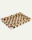 Vintage Luxury Brown/Cream Checked Decorative Tray