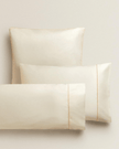 Sateen Pillowcase with Gold Line Set of 2