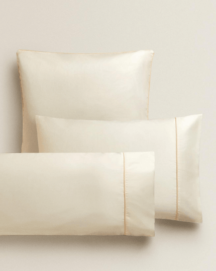 Sateen Pillowcase with Gold Line Set of 2
