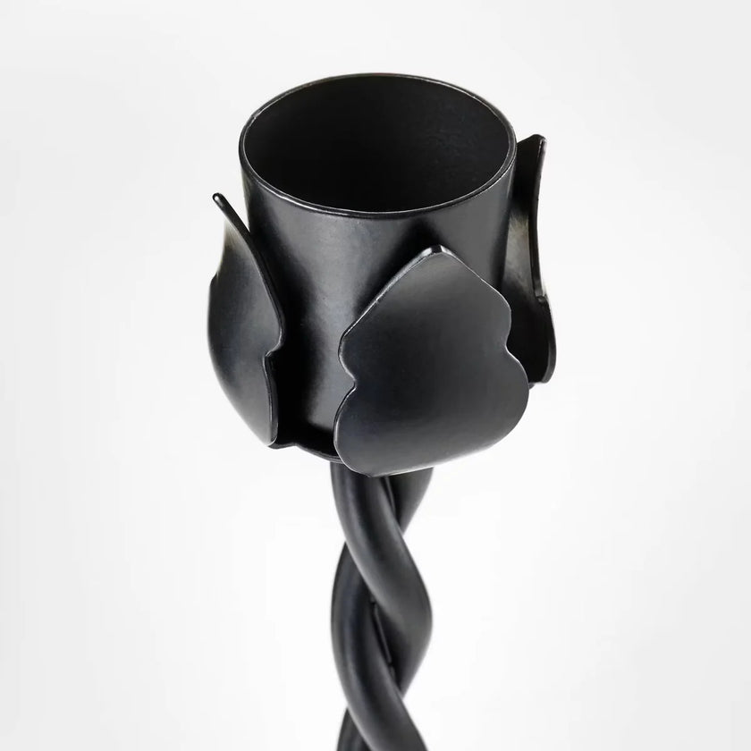 Set of 2 Metal Taper Candle Holders Black