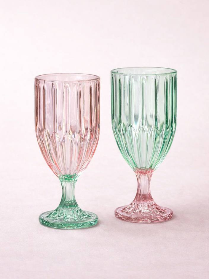 The Aurora Facet Goblet Glasses Set of 4/6/8