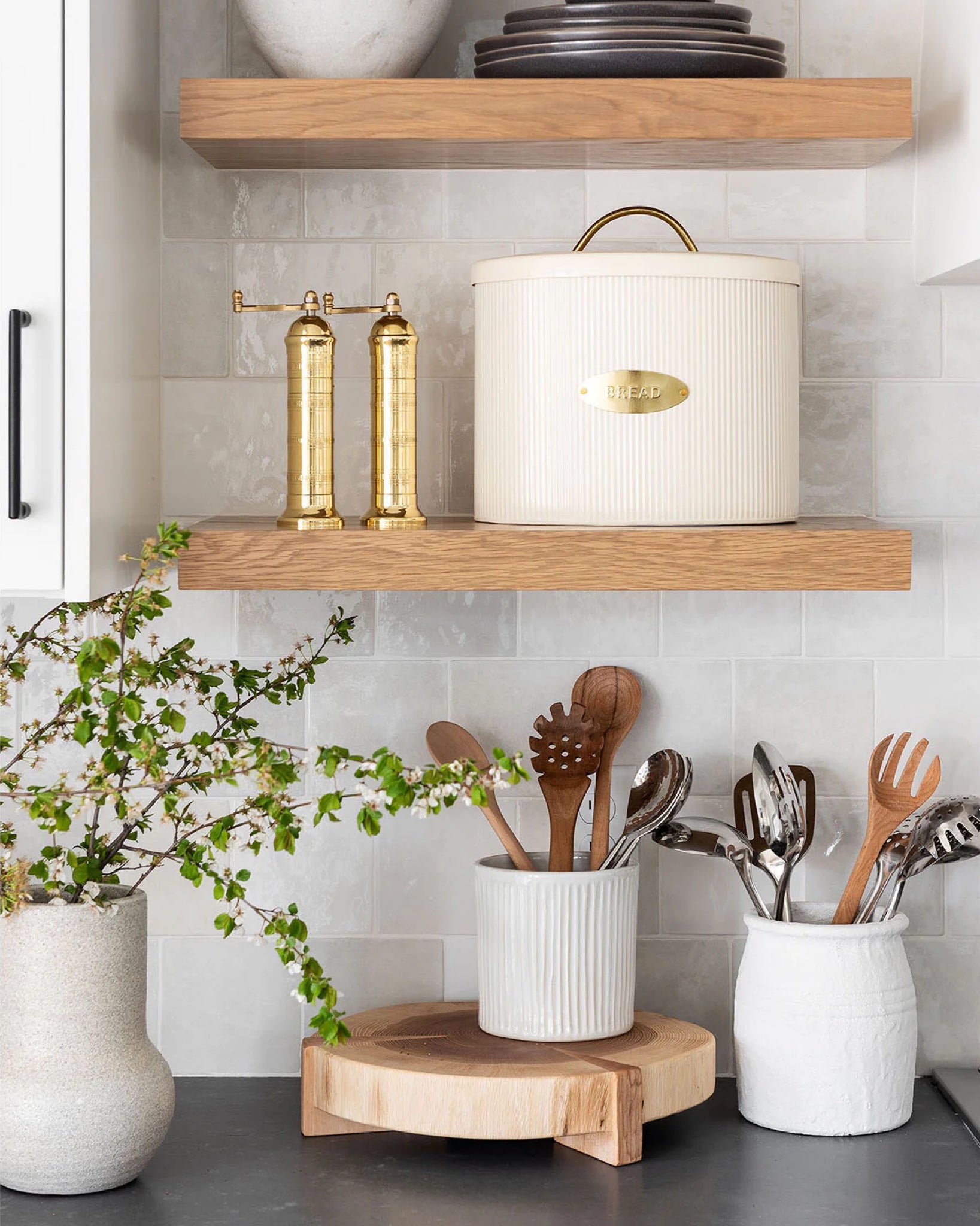 Brass Detailed Metal Bread Box Bin